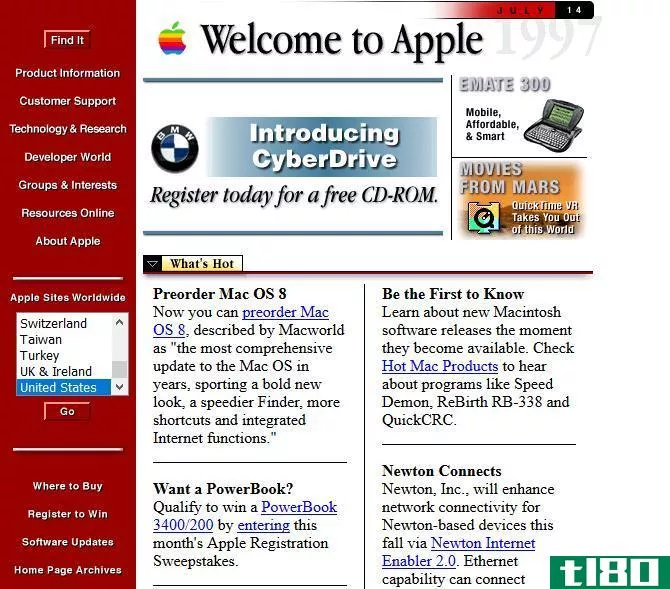 Screenshot of Apple in 1997