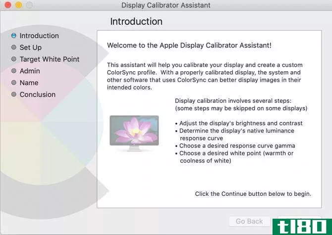 Calibrating the display on a MacBook