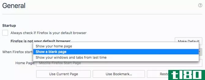 Set Firefox to show a blank page to make it start faster