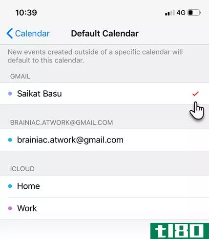 Set default Google Calendar in iPhone for sync