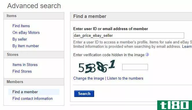 Search for a User on eBay
