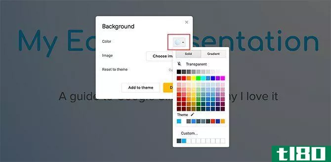 Custom Gradient Google Slides Background Color Tool