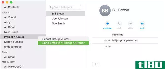 Email group from Mac Contacts