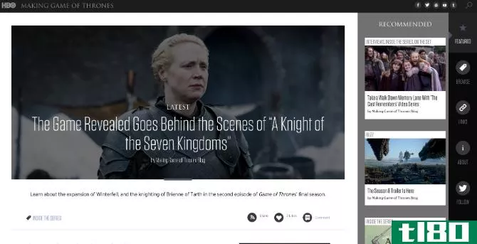 Making Game of Thrones, the official GoT blog for behind the scenes material, is an unheralded gem