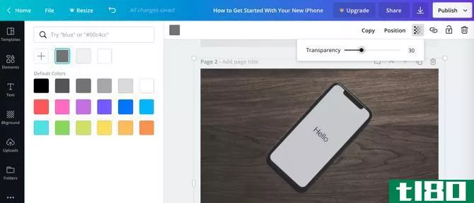 Canva Editor Transparency and Color