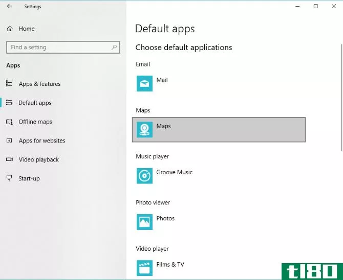 Set default apps in Windows 10