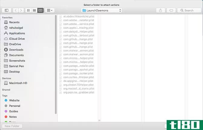 select the launchdaemon folder for folder action Mac