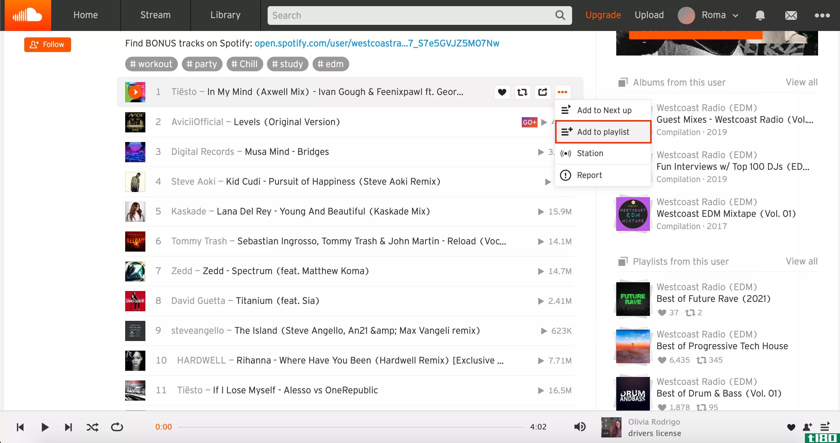 how to create a playlist on SoundCloud