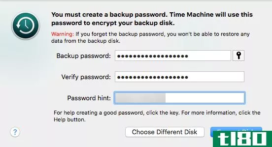 Time Machine Encrypt with password
