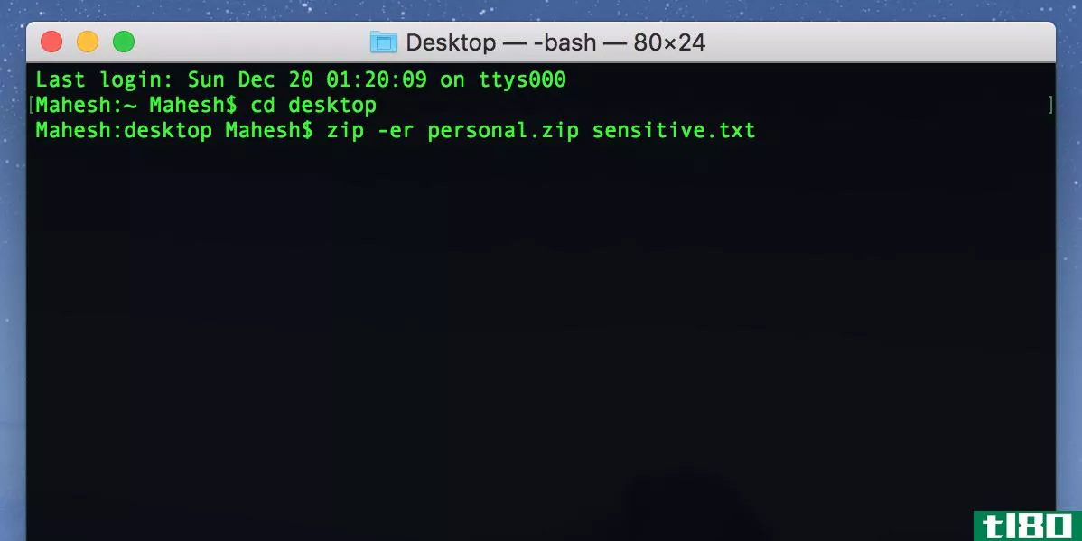 Make a password-protected ZIP file with the Terminal