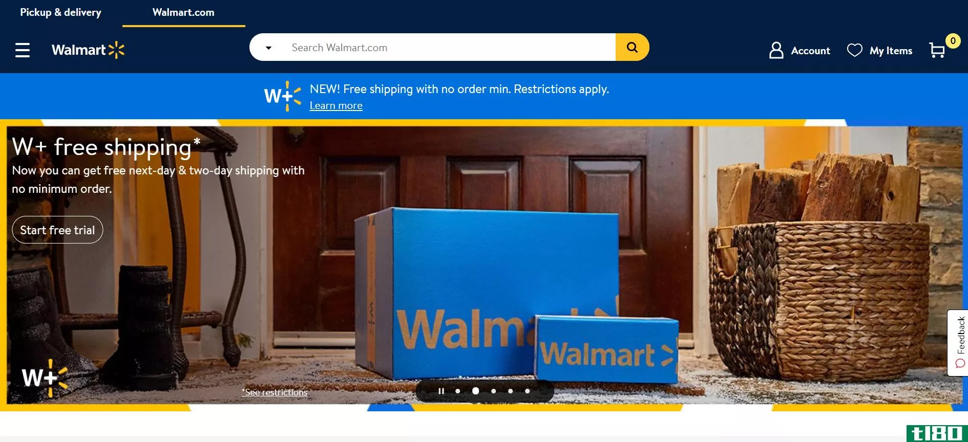 Screencapture of Walmart online grocery homepage