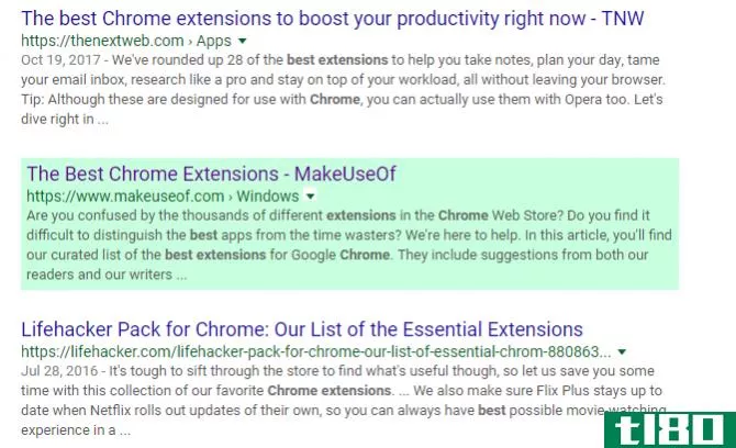 Google Search Filter Chrome extension