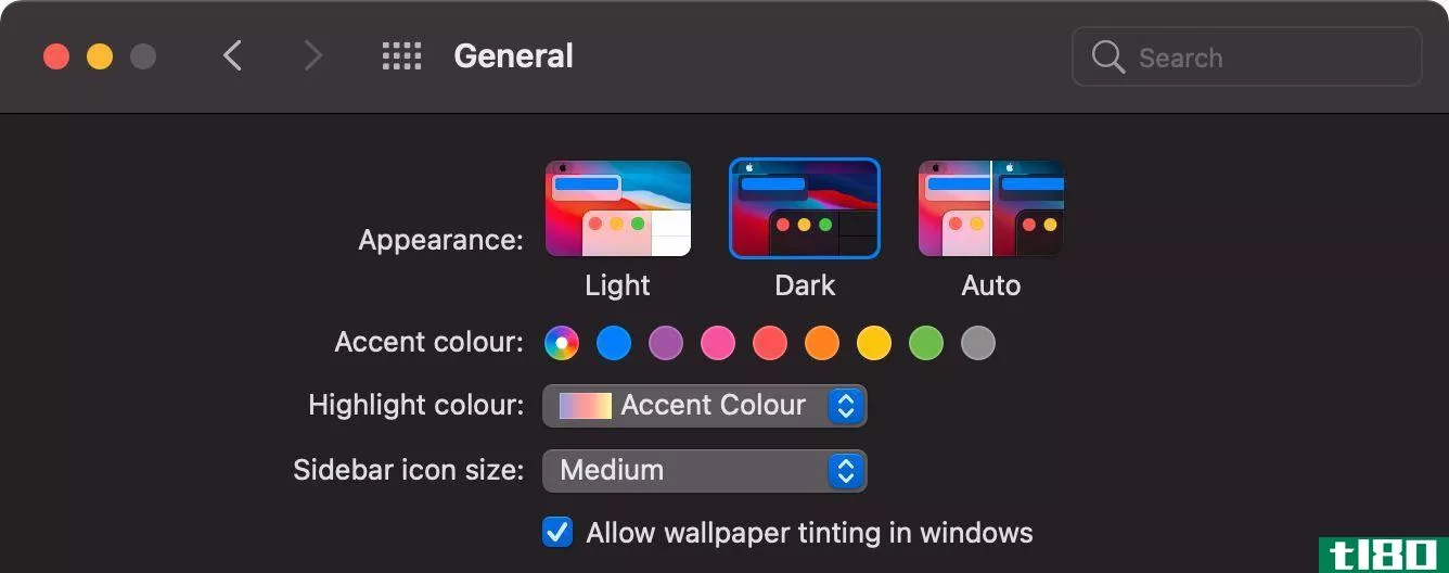 macOS System Preferences in Dark Mode