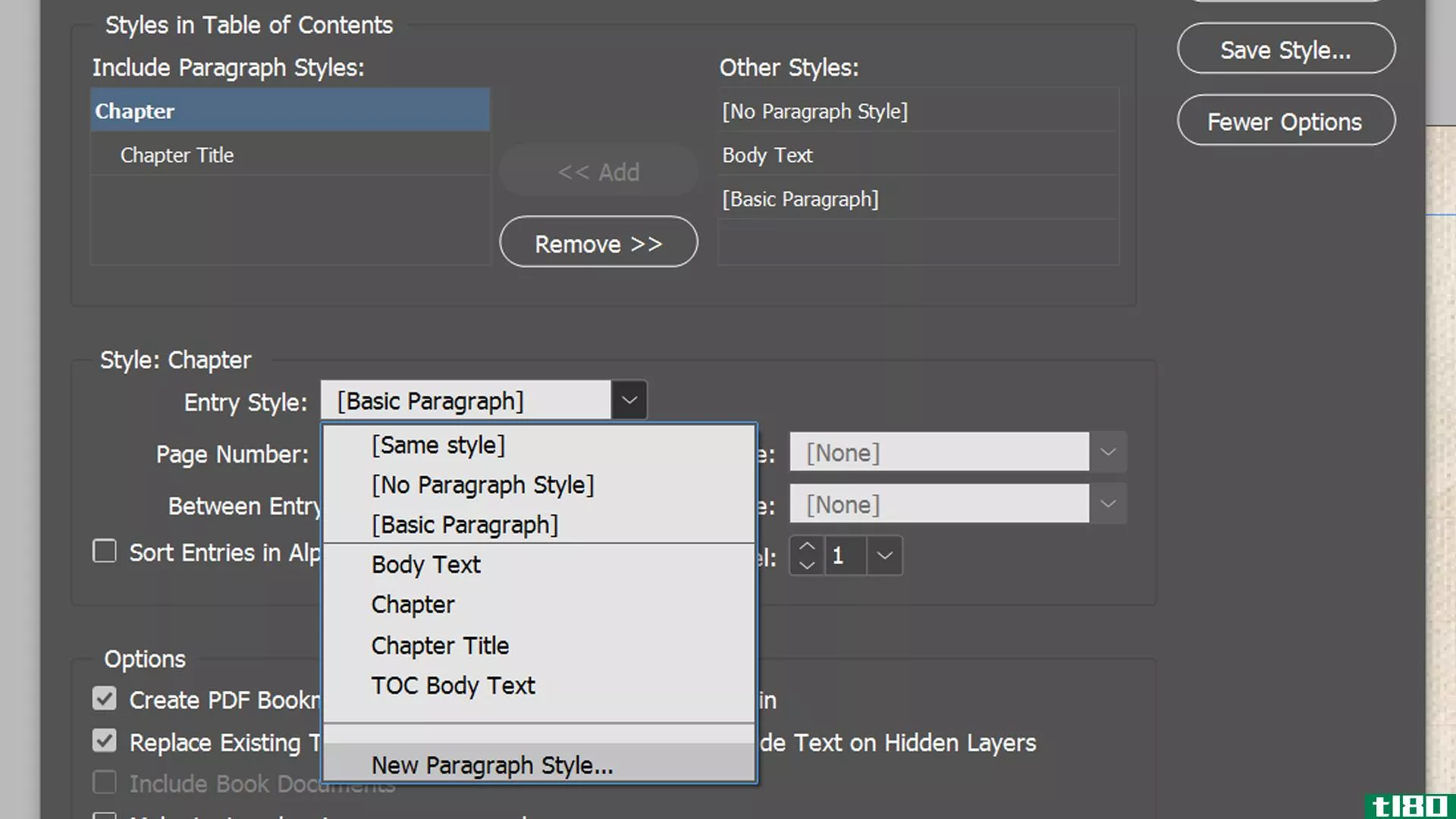 InDesign contents page new paragraph style
