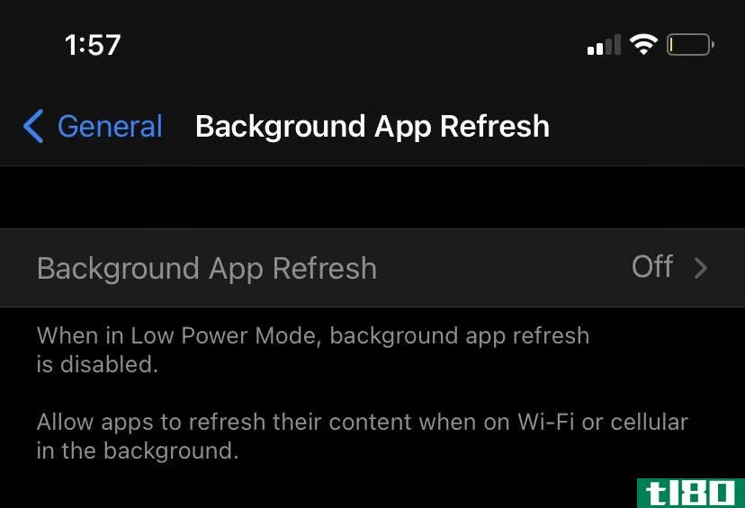 Background app refresh settings