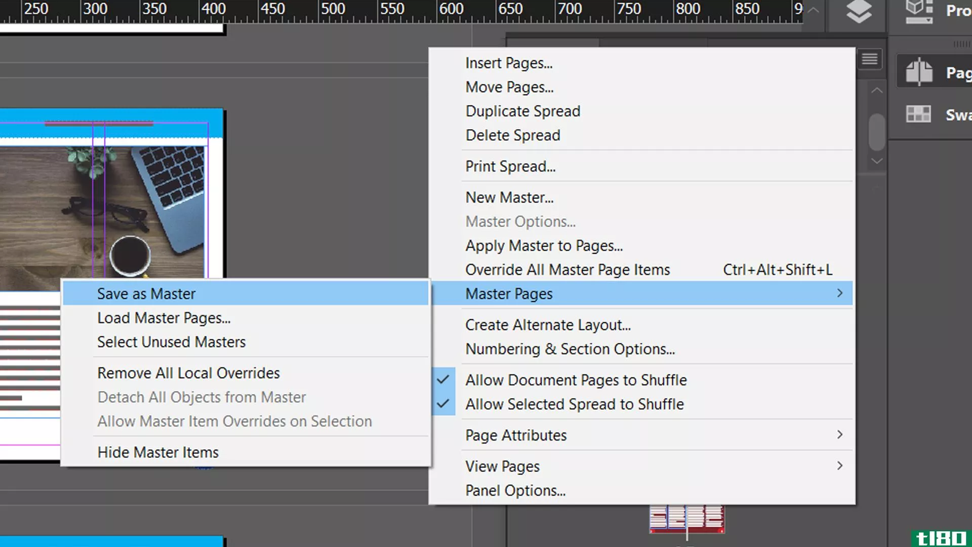 Save InDesign pages as new Master Pages