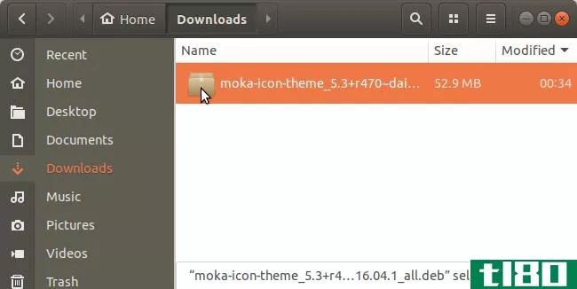 Double-click a DEB file to install a theme