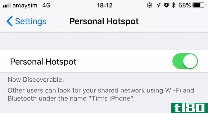 iOS Enable Personal Hotspot