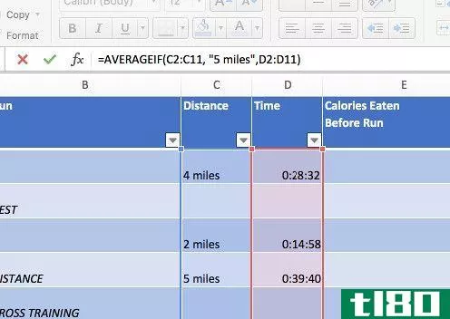 using conditional formatting in your marathon training plan
