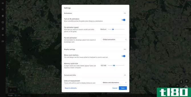 google earth settings