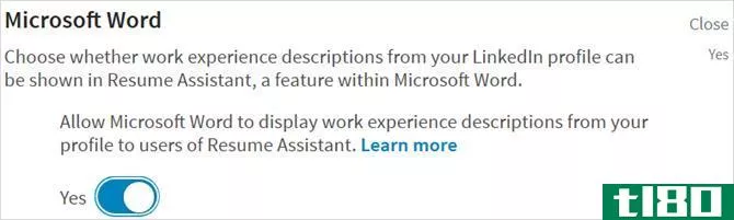 LinkedIn disable Resume Assistant usage in Word