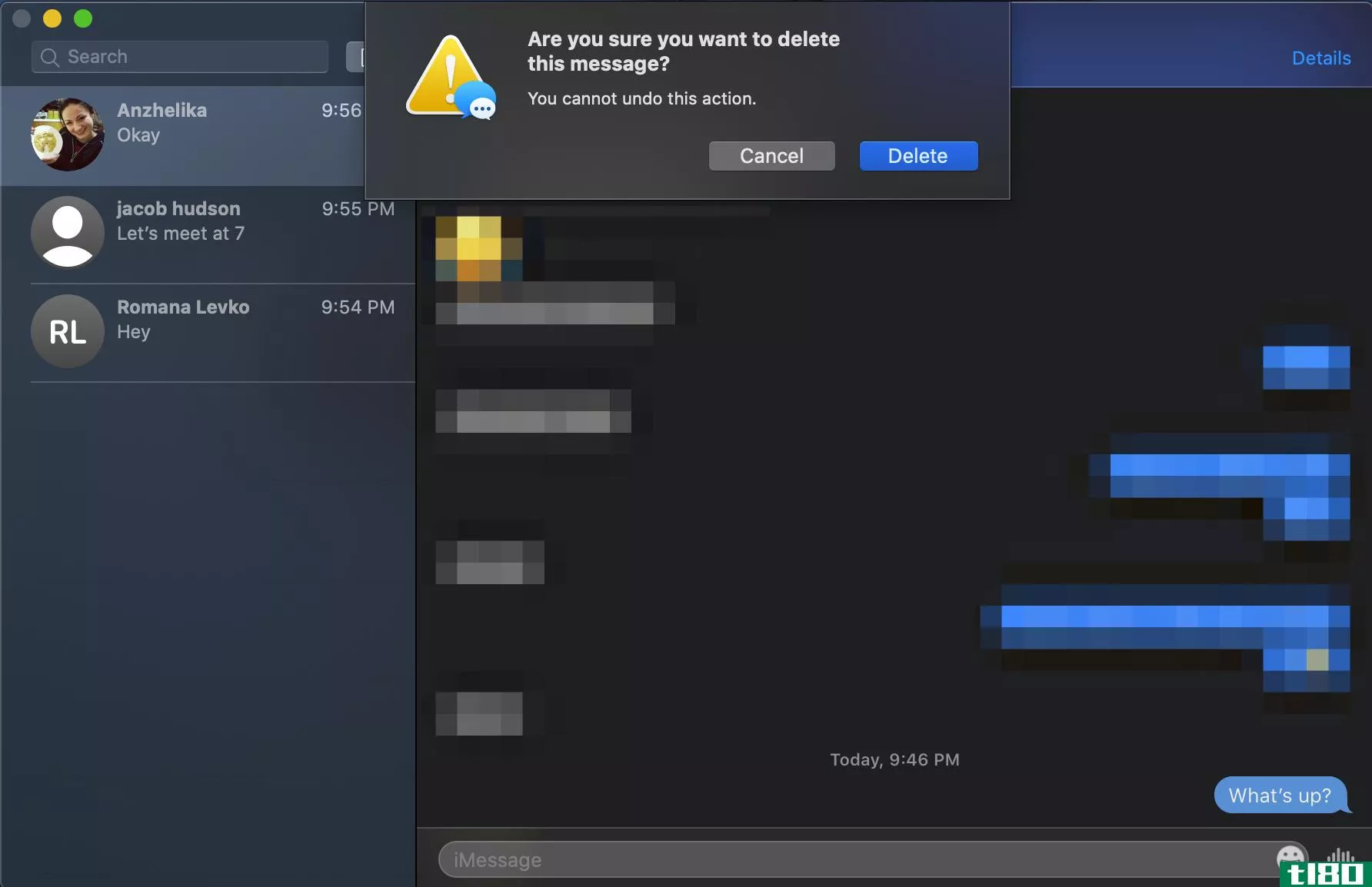 how to delete a single iMessage on Mac