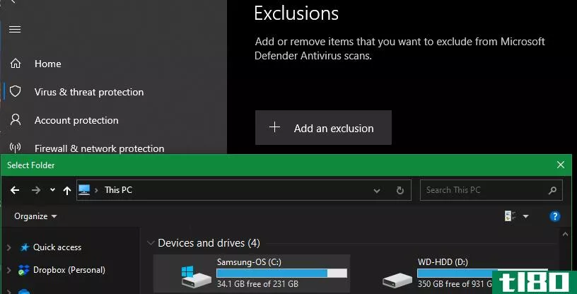 Windows Defender Add Exclusion