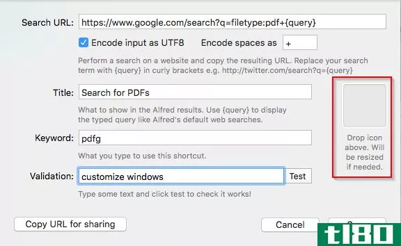 Alfred custom search for Google pdfs