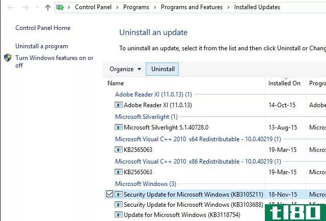 Windows 10 Uninstall Updates