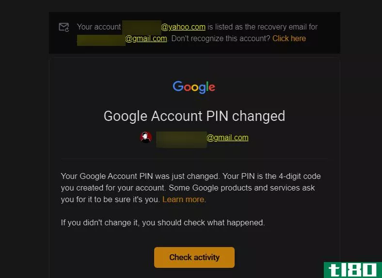 Google Account PIN Changed
