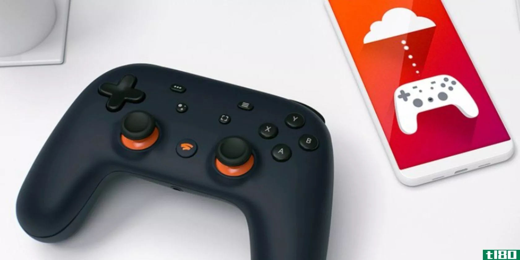 Google Stadia controller and mobile screen