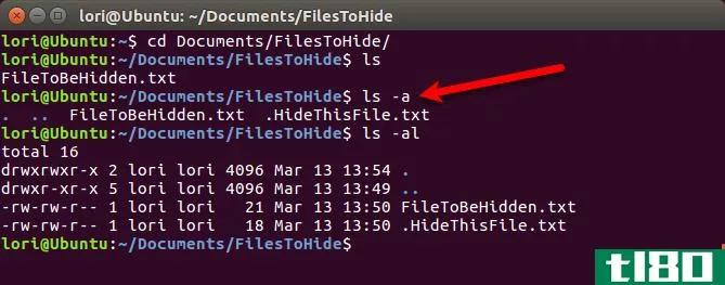 View hidden files in the Terminal in Linux