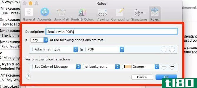 save emails with pdfs - apple mail rules