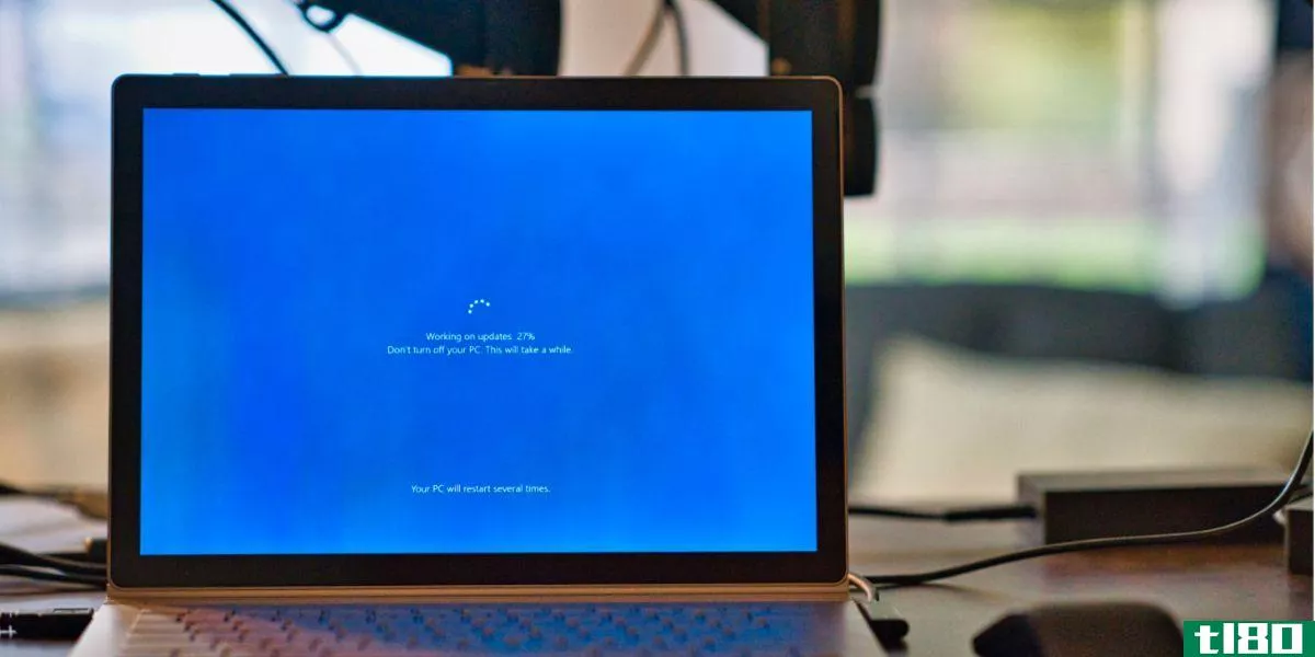 Windows Surface Laptop Updating Blue Background