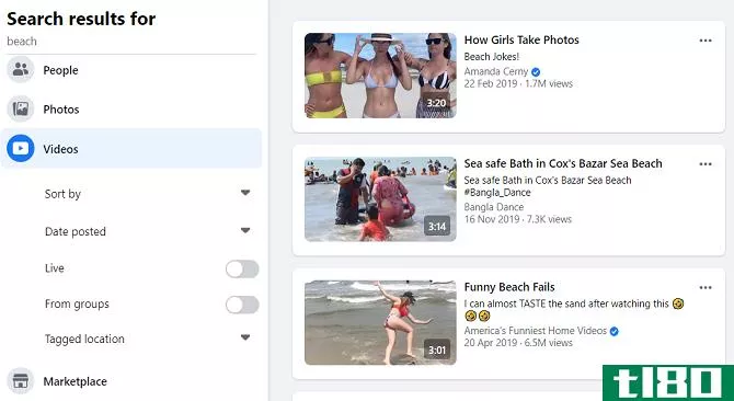 facebook search videos
