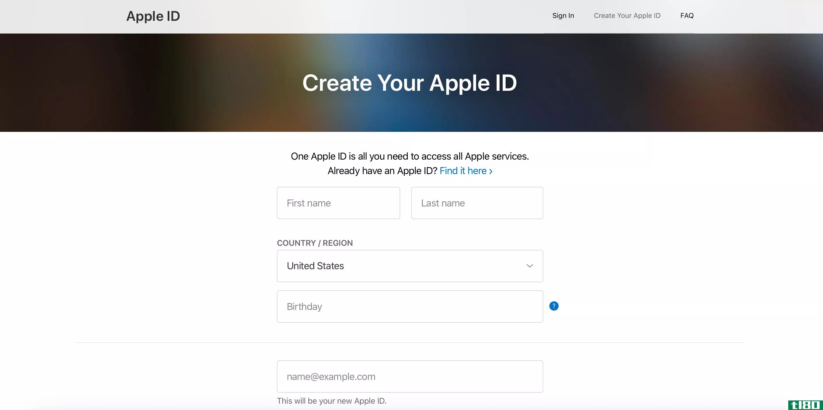 creating an Apple ID on the web from any device