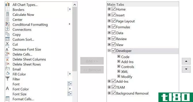 Microsoft Excel customize ribbon