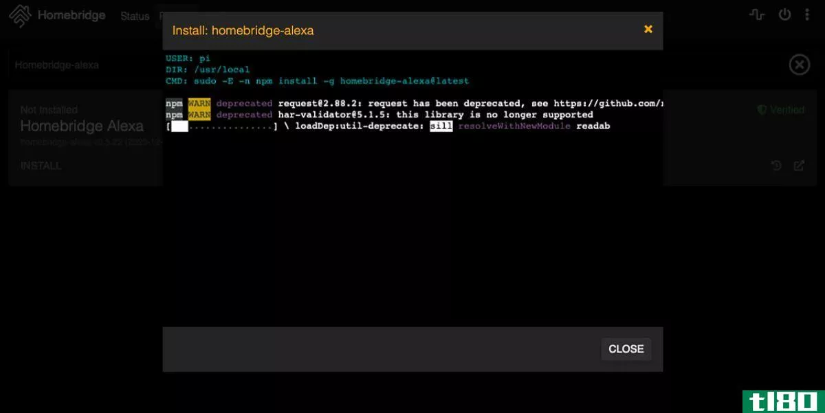 Homebridge Alexa Install Screen