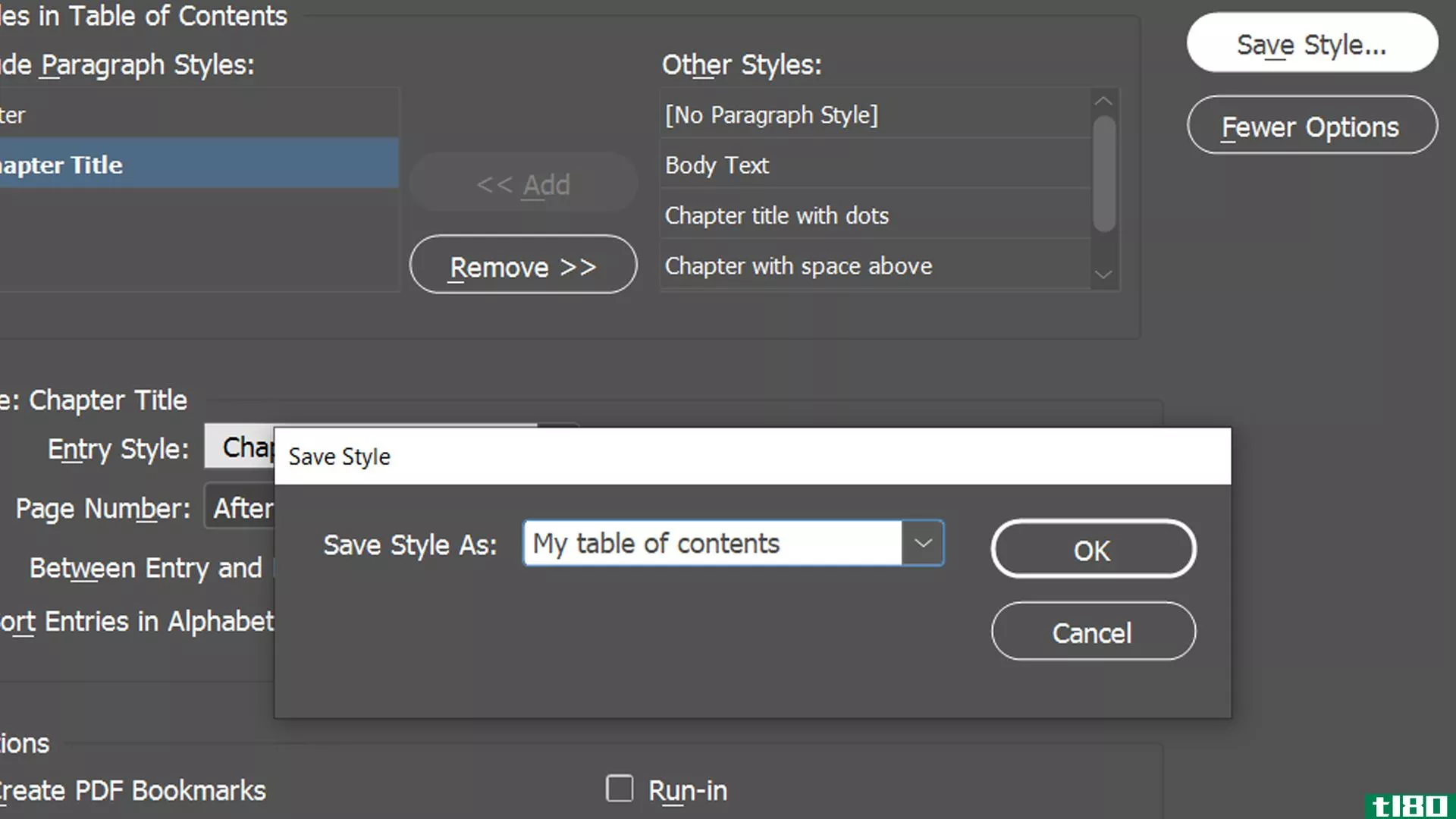 InDesign save contents style