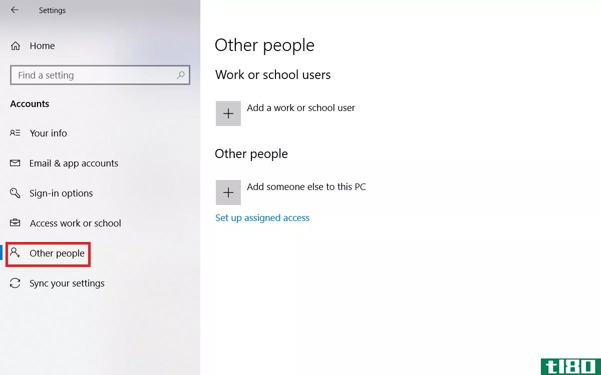 Creating a new user account on Windows 10