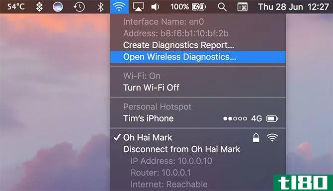 Open Wireless Diagnostics in macOS