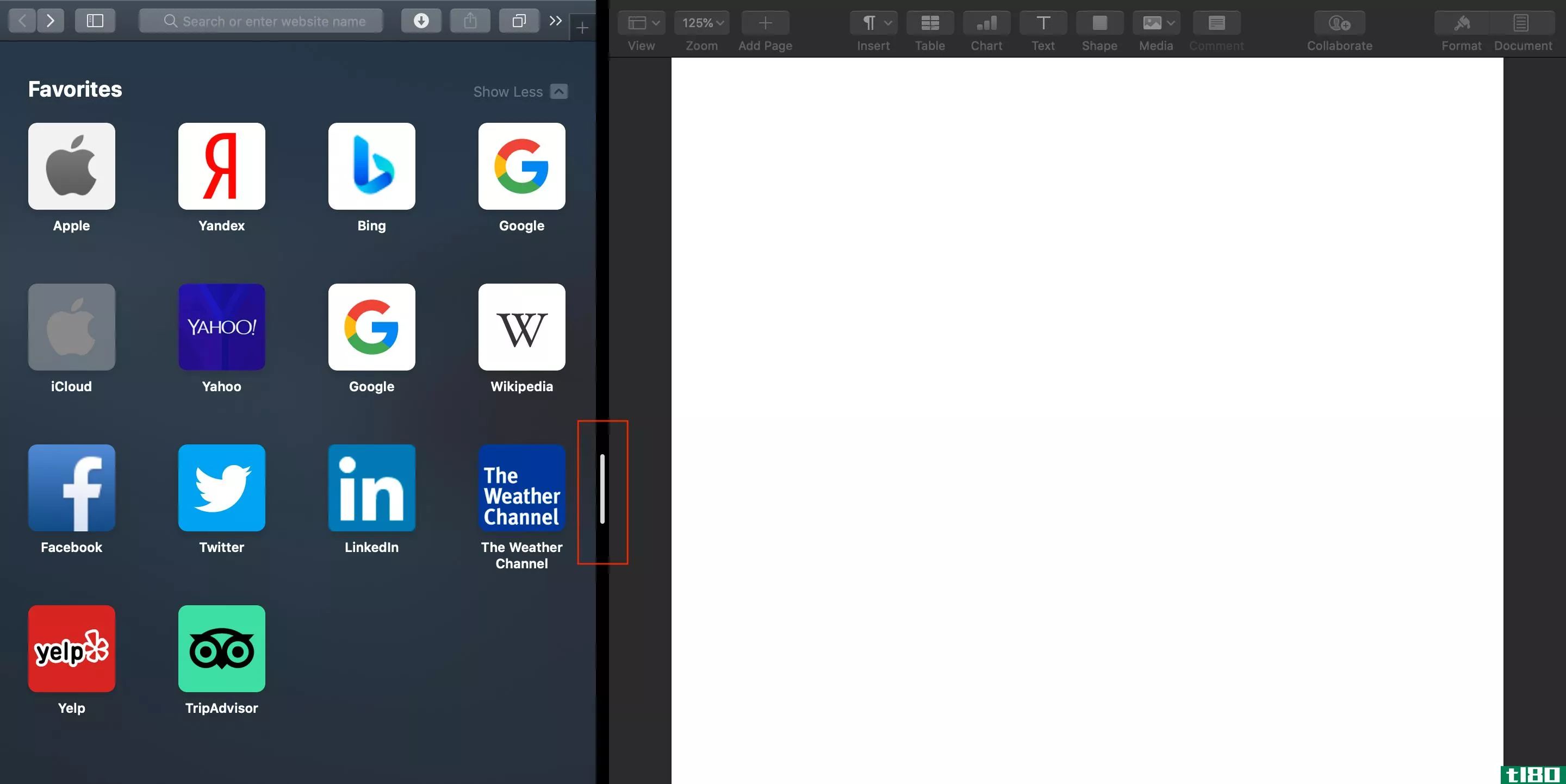 how to adjust the size of the windows in split mode Mac 