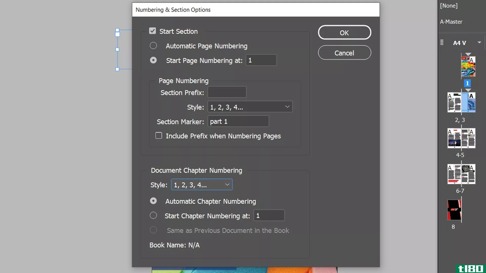 InDesign numbering and section opti***