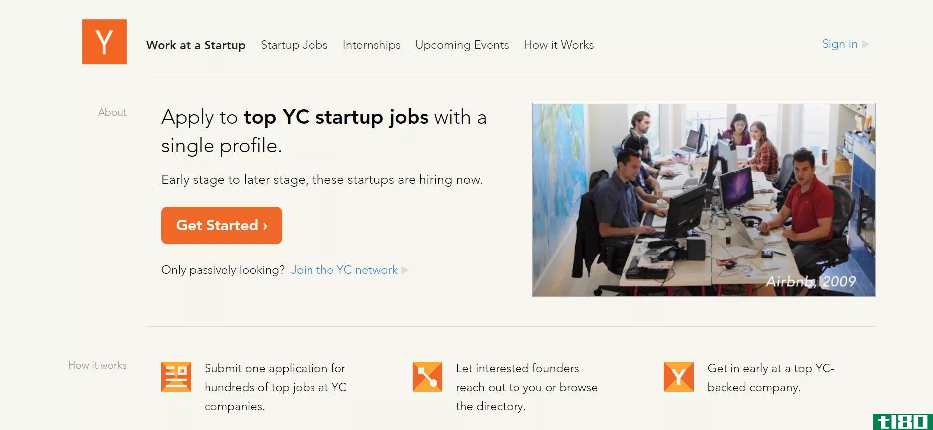 work at a startup homepage