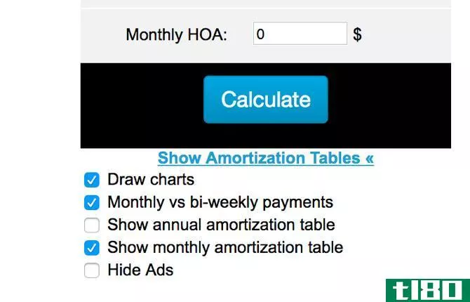 Show amortization tables on MortgageCalculator.org