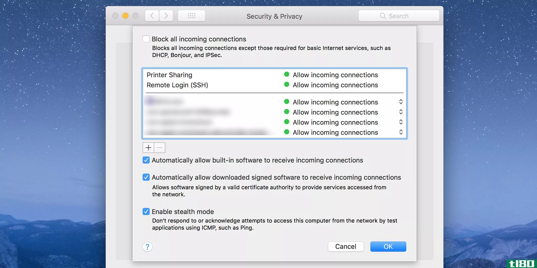 Allow AirPlay in macOS firewall