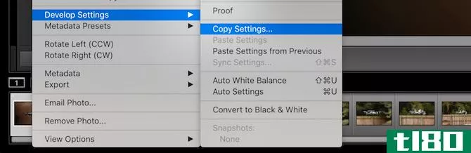 Copying settings for batch editing in Lightroom