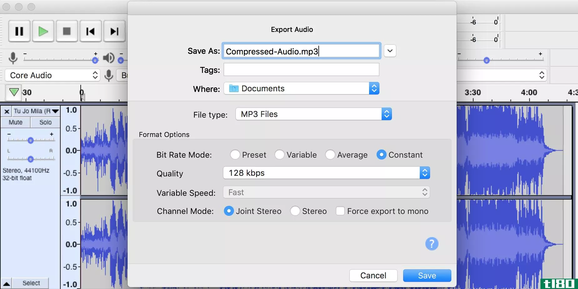 Compress audio on a Mac