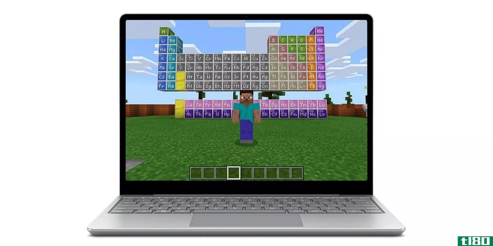 A Surface Laptop Go running Minecraft
