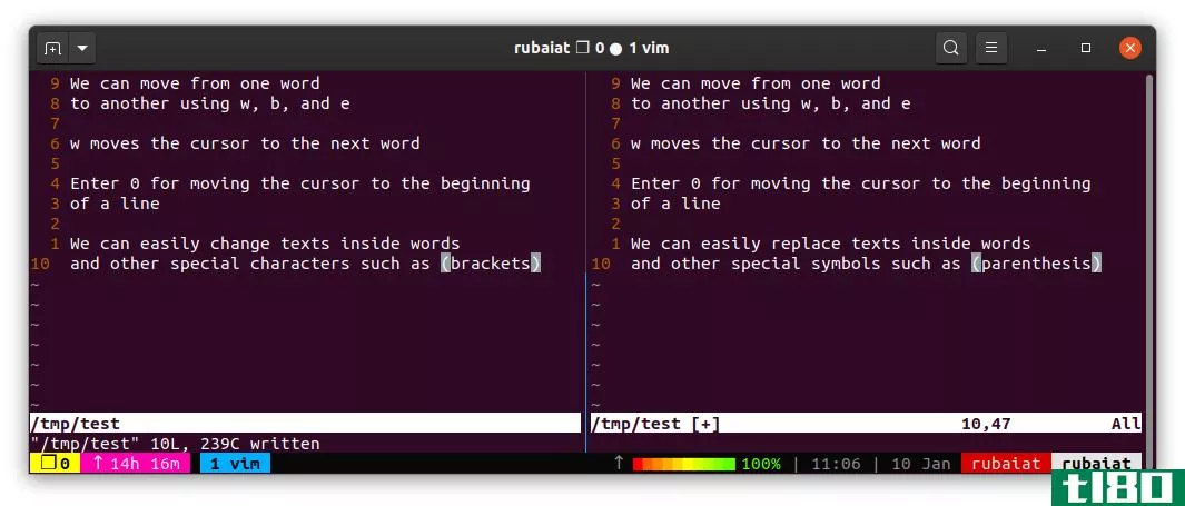 Changing Texts in Vim